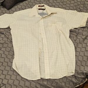 Van Heusen Men's Ivory Plaid Button Down Shirt
